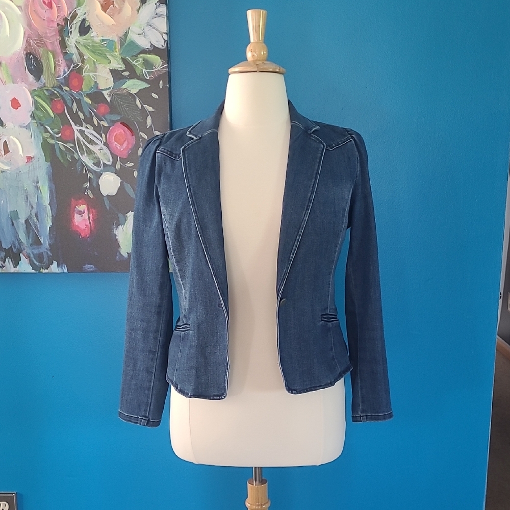 INC International Concepts Medium Blue Denim Blazer Jacket